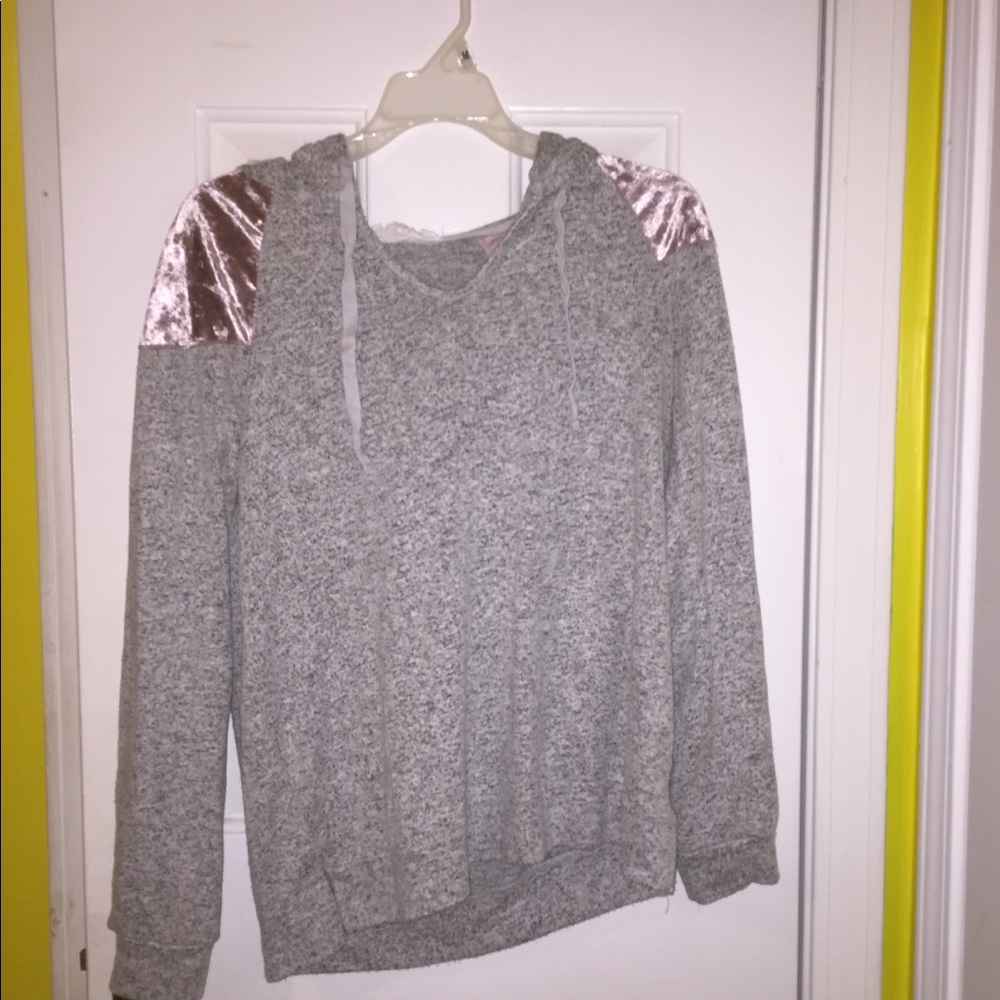 Grey and pink velour sweatsuit